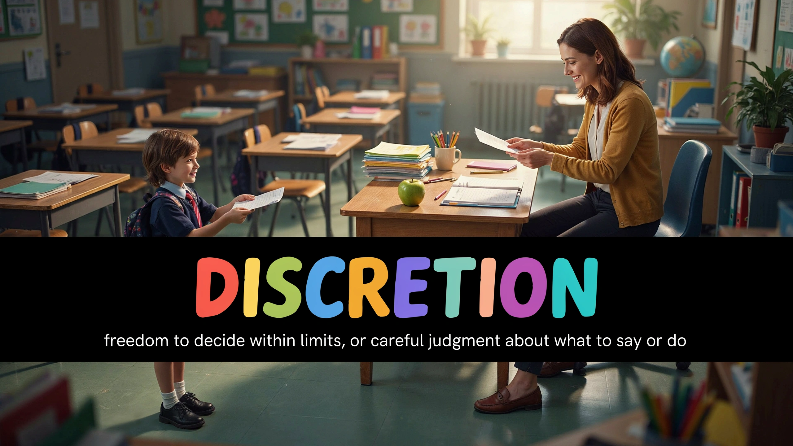 English Illustration for discretion